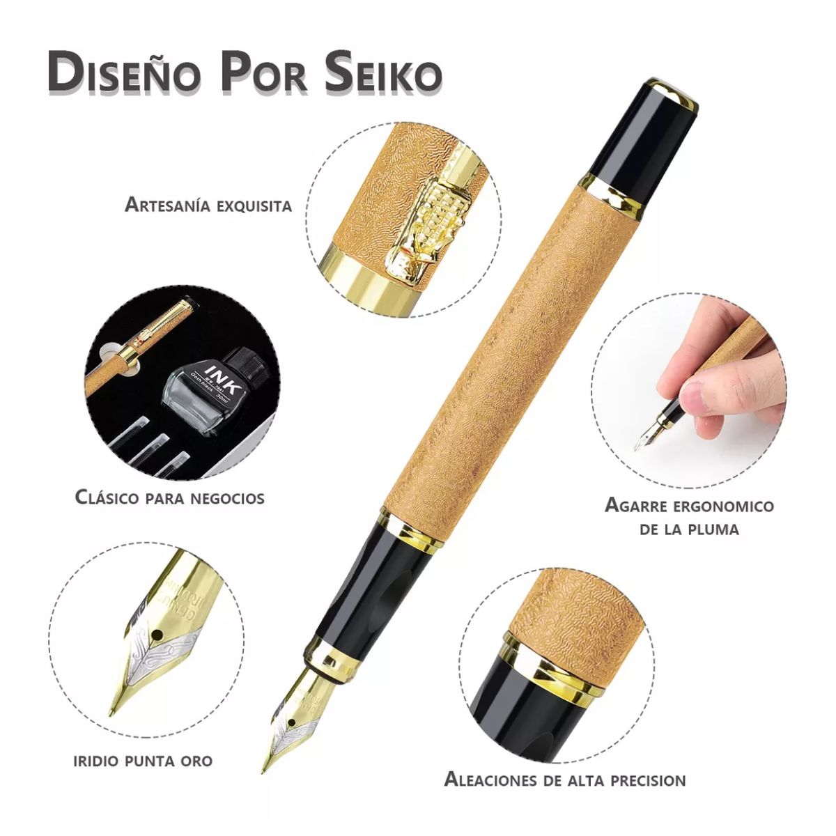 Estilográfica De Alta Calidad Con Tinta Incluida boligrafos Dorado