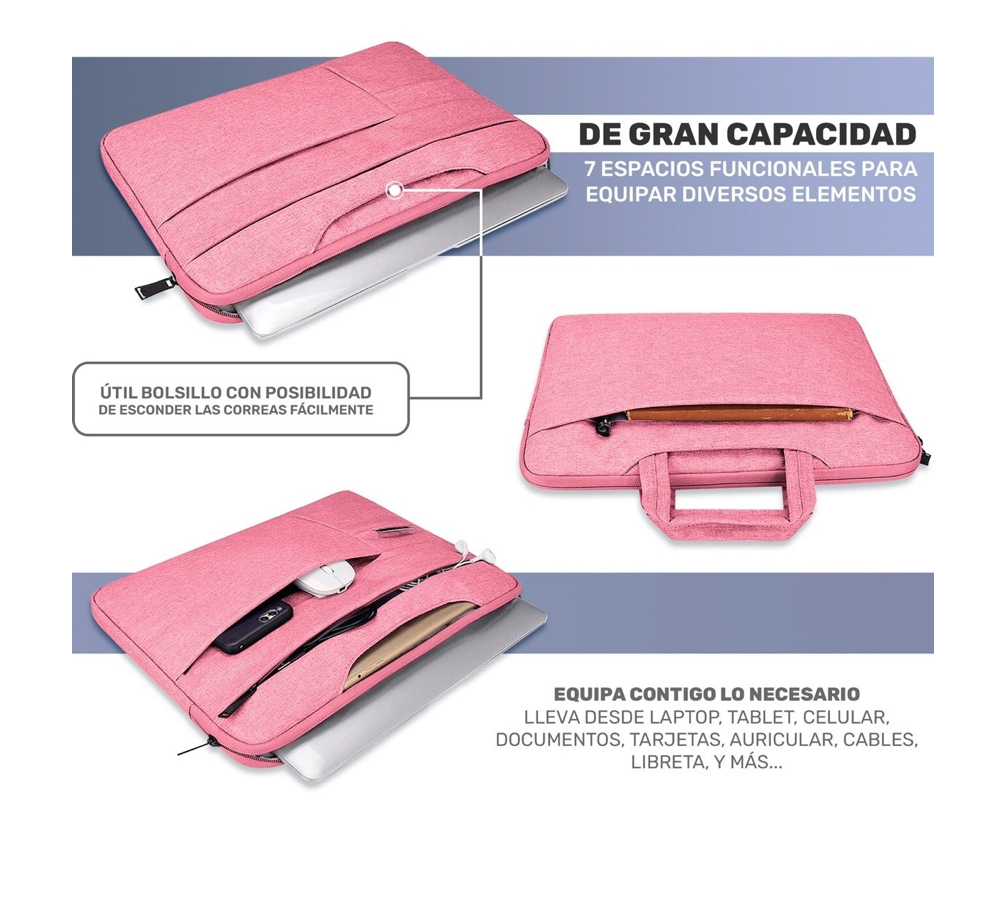 Maletín Portafolio Laptop 15.6 Pulgadas iPad rosa