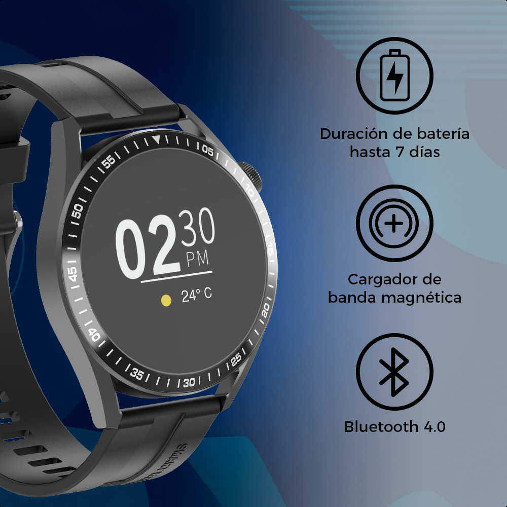 Smartwatch Pantalla 1.3 Correa Blanco y negro defensa IP67