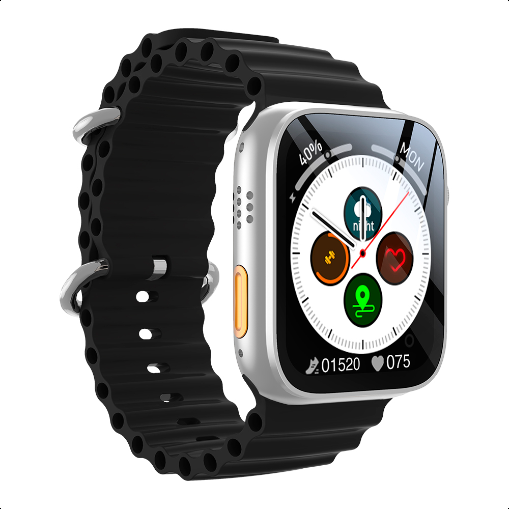 Smartwatch Silver Pantalla 1.3 Ginga Con Ip67 Correa Naranja