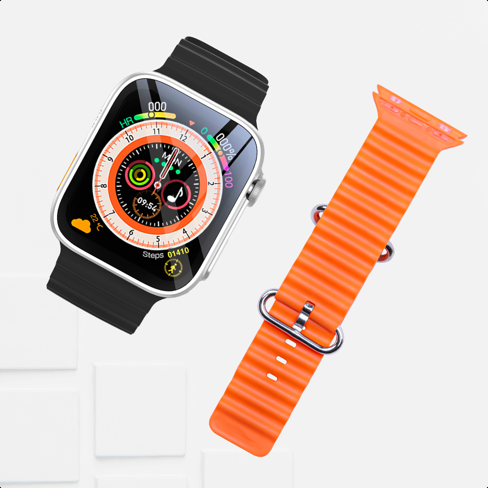 Smartwatch Silver Pantalla 1.3 Ginga Con Ip67 Correa Naranja