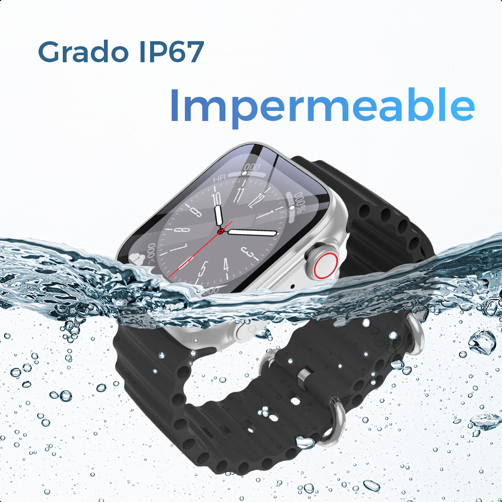 Smartwatch Silver Pantalla 1.3 Ginga Con Ip67 Correa Naranja
