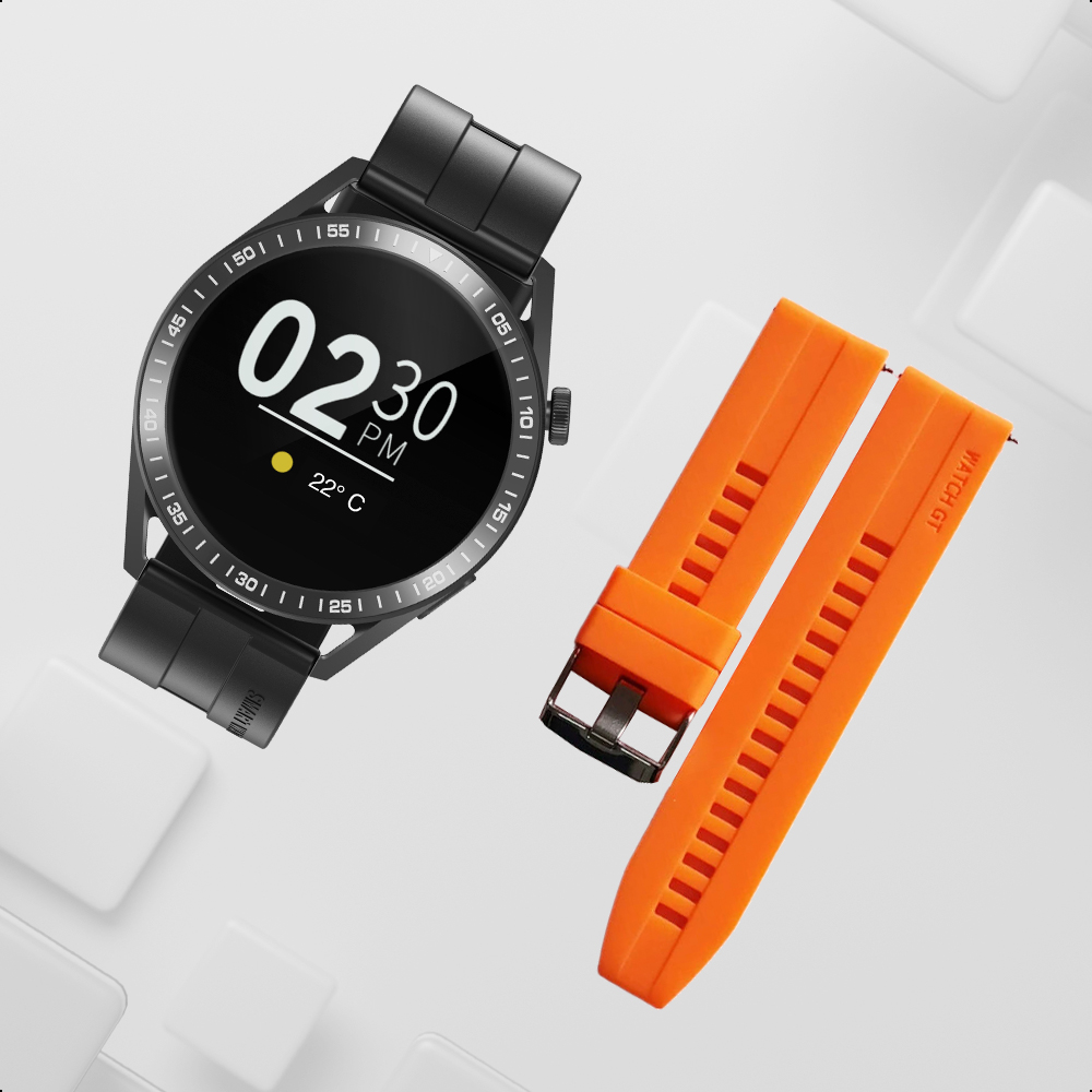 Smartwatch Pantalla 1.3 Ginga Correa Naranja Y Negro Uso De Ip67