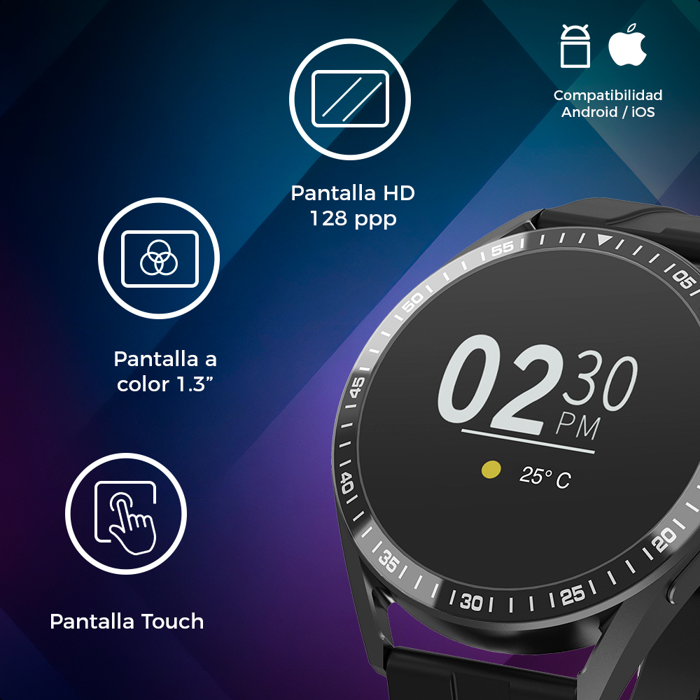 Smartwatch Pantalla 1.3 Ginga Correa Naranja Y Negro Uso De Ip67