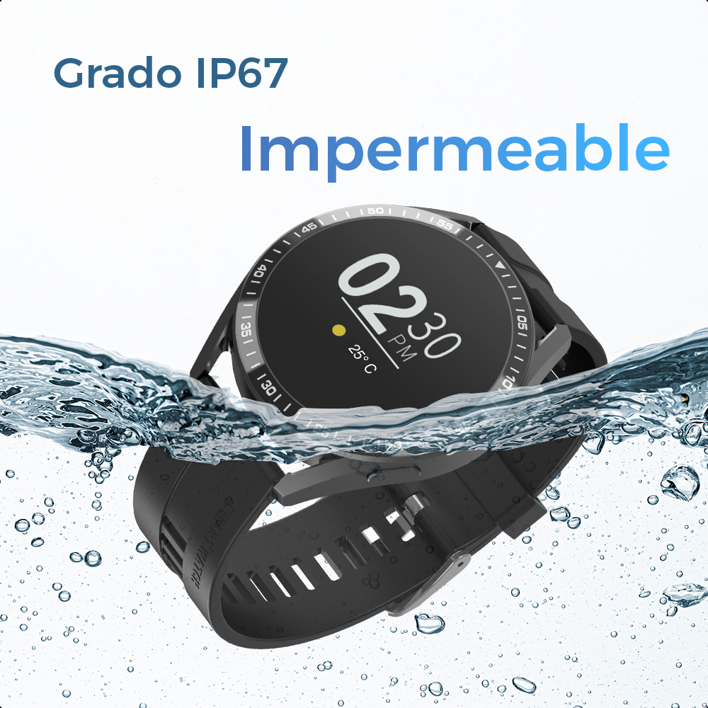 Smartwatch Pantalla 1.3 Ginga Correa Naranja Y Negro Uso De Ip67