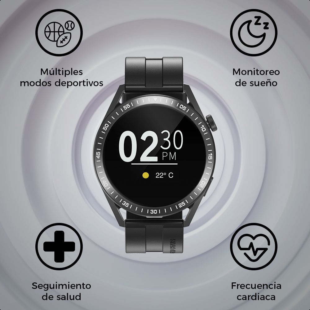 Smartwatch Pantalla 1.3 Ginga Correa Naranja Y Negro Uso De Ip67