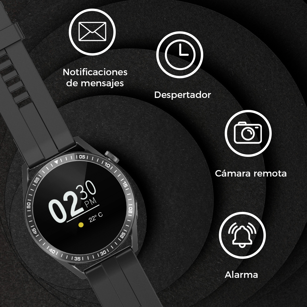 Smartwatch Pantalla 1.3 Ginga Correa Naranja Y Negro Uso De Ip67