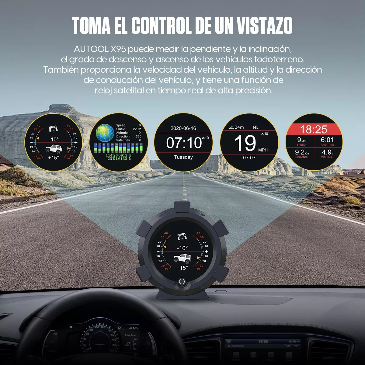 Velocímetro Marcador Digital Universal Inclinómetro Brújula