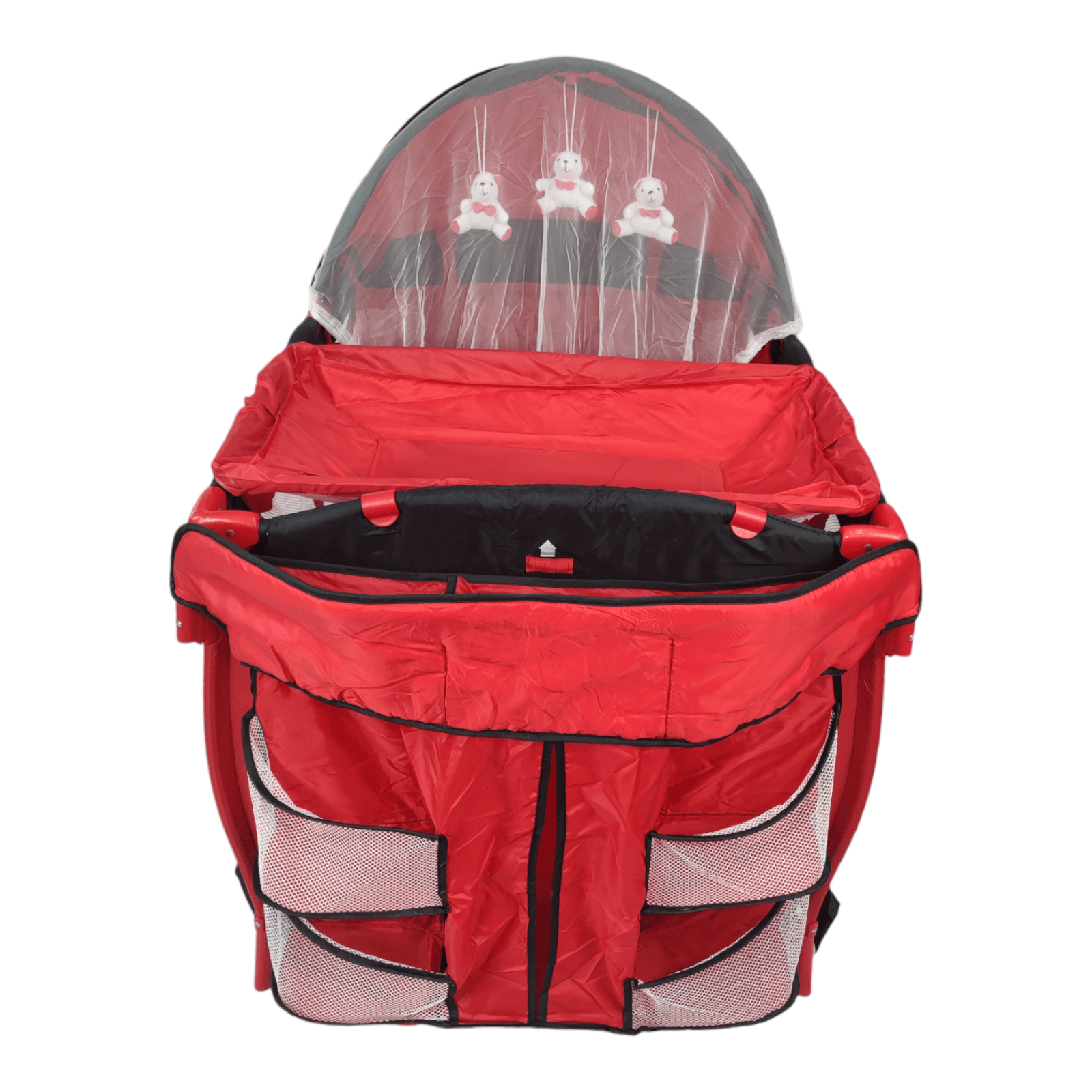Cuna Corral para Bebe Plegable,Cambiador,Organizador  - Rojo.