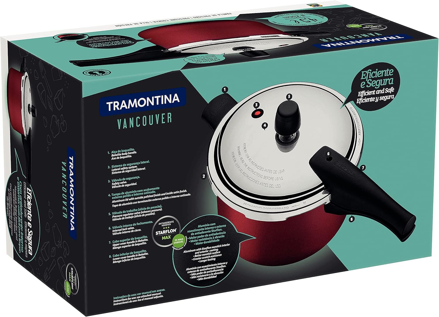 Olla de Presión Tramontina 4.5 Litros Vancouver roja 20582-720