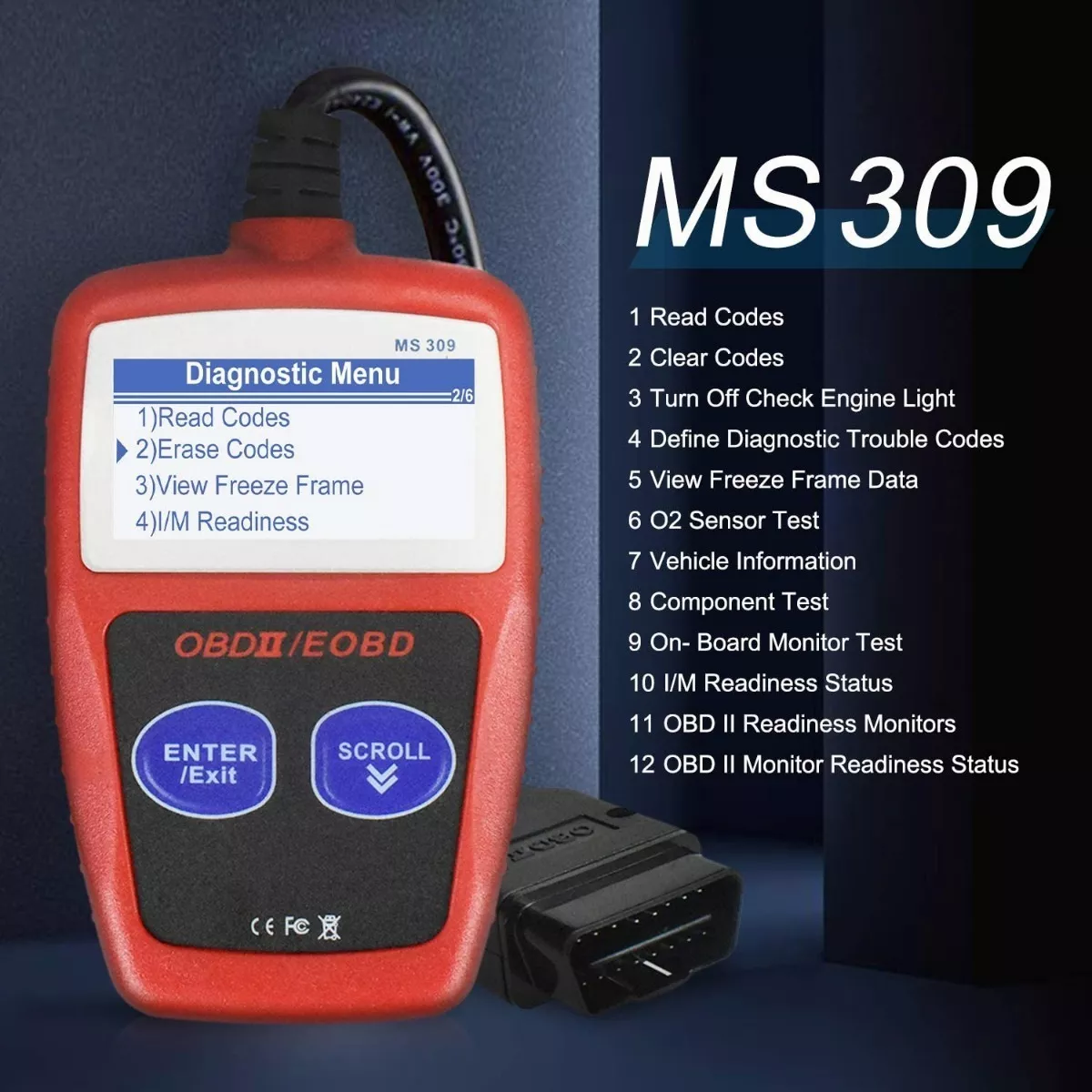 Escaner Automotriz Ms309 Obd2 Leer & Borrar Código De Falla