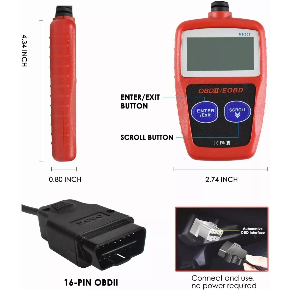 Escaner Automotriz Ms309 Obd2 Leer & Borrar Código De Falla