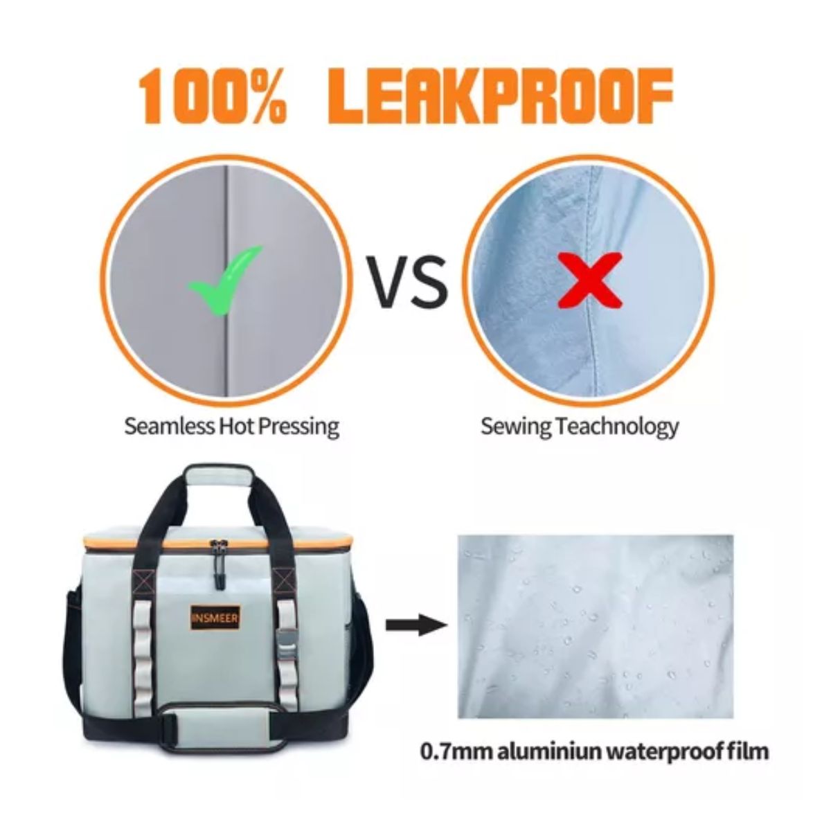 Hielera Portatil 48l Bolsa Térmica Para 65 Latas, Gris