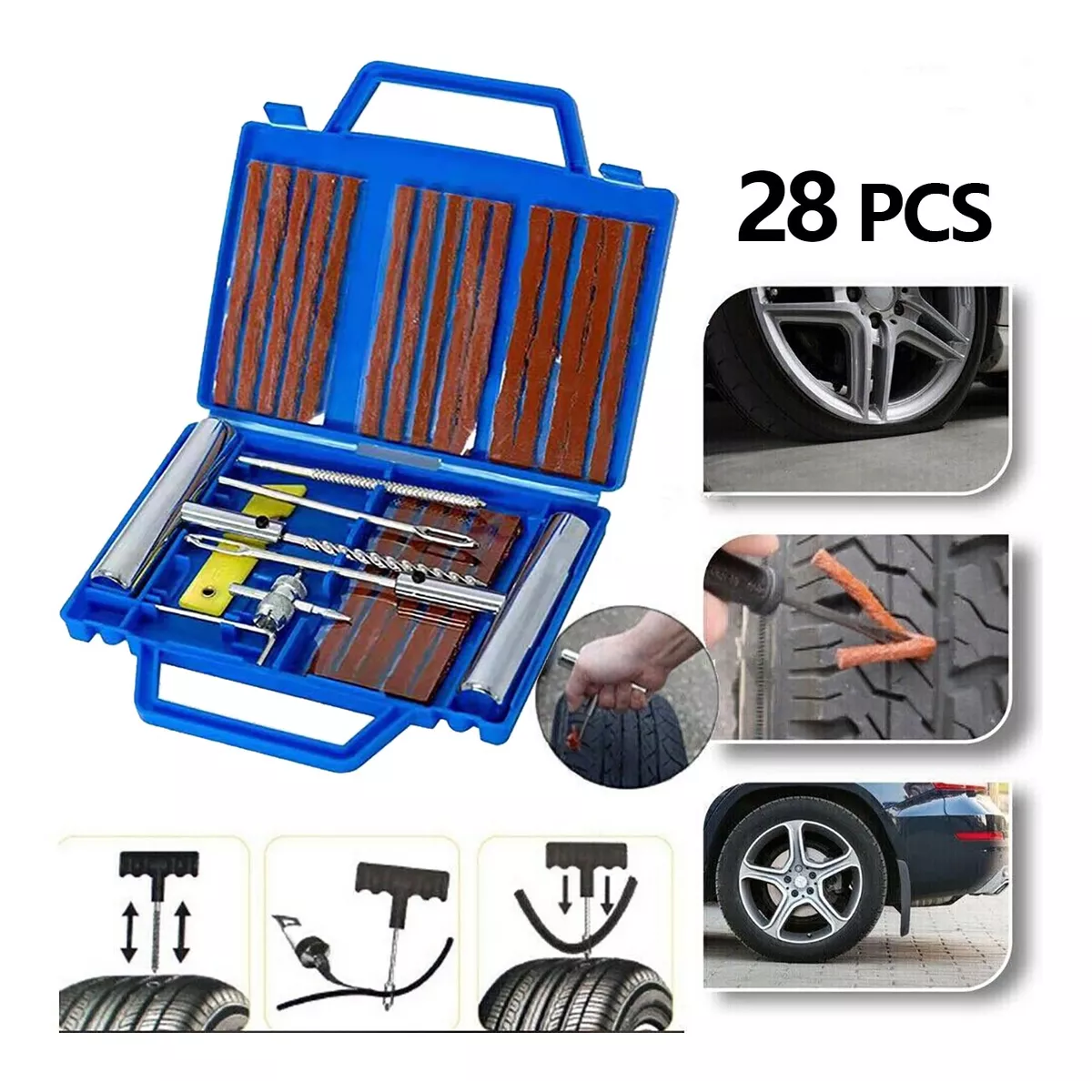 Kit Para Parchar Llantas Reparación Neumáticos Moto Auto