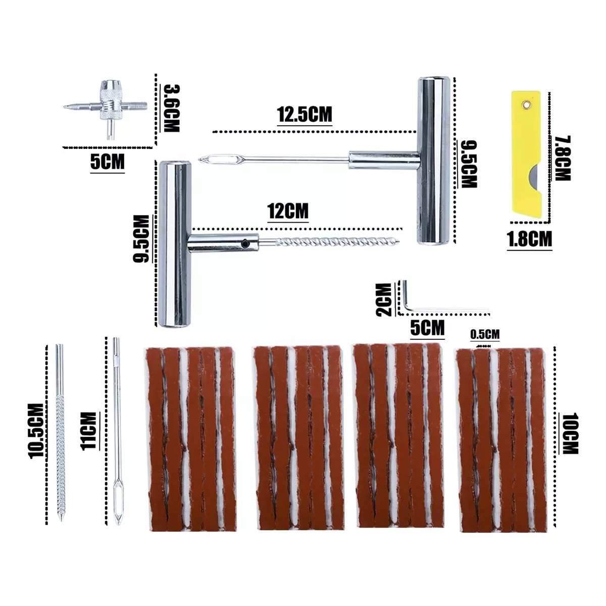 Kit Para Parchar Llantas Reparación Neumáticos Moto Auto