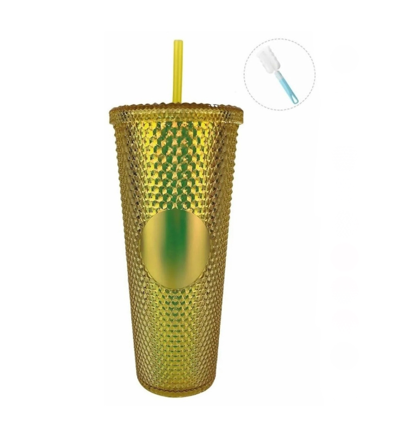 Botella 24oz Doble Pared Tapa Popote Bebidas Frías/calientes amarillo tornasol