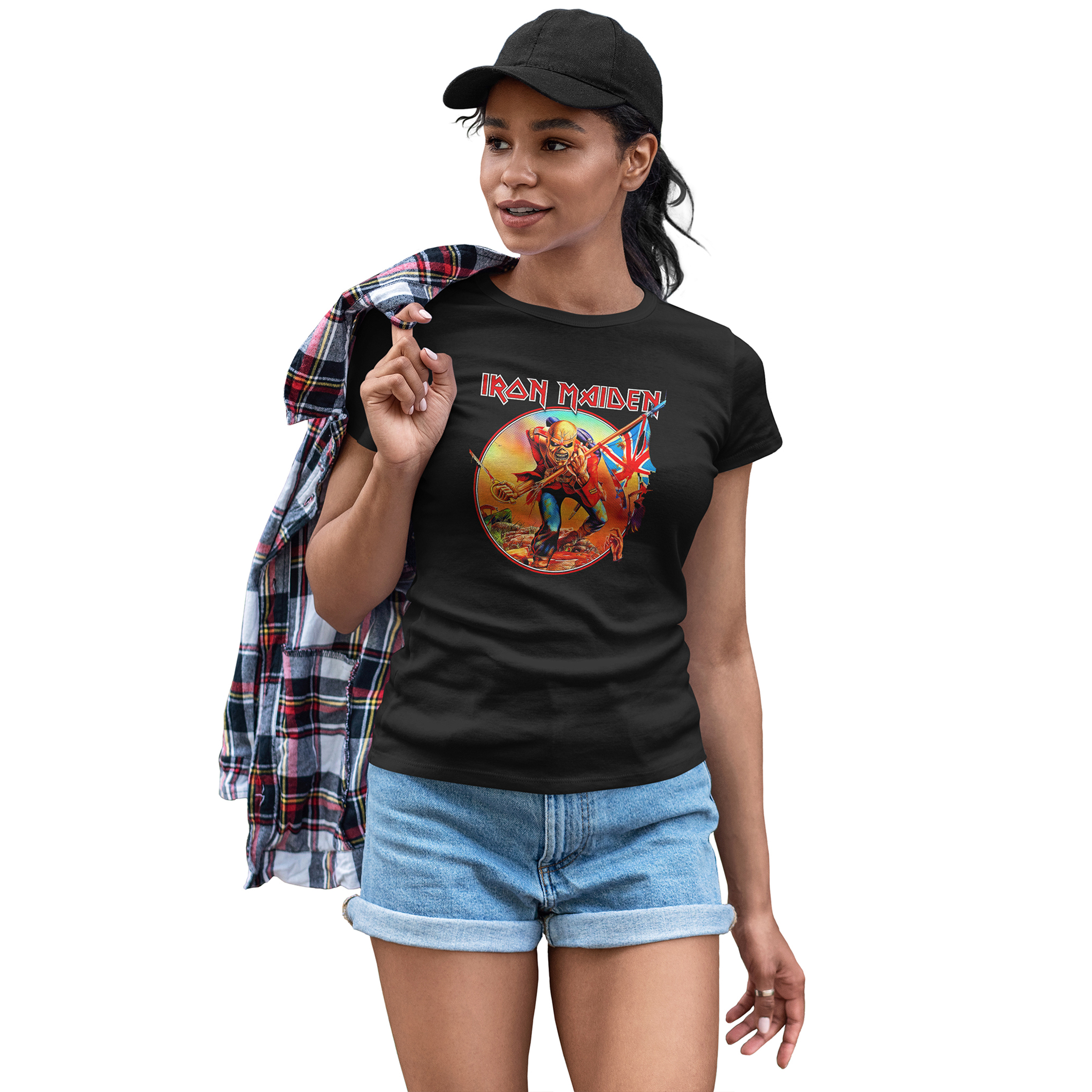 Playera Casual Negra para Dama Iron Maiden Rock Metal