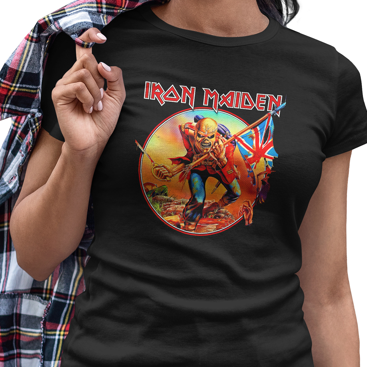 Playera Casual Negra para Dama Iron Maiden Rock Metal