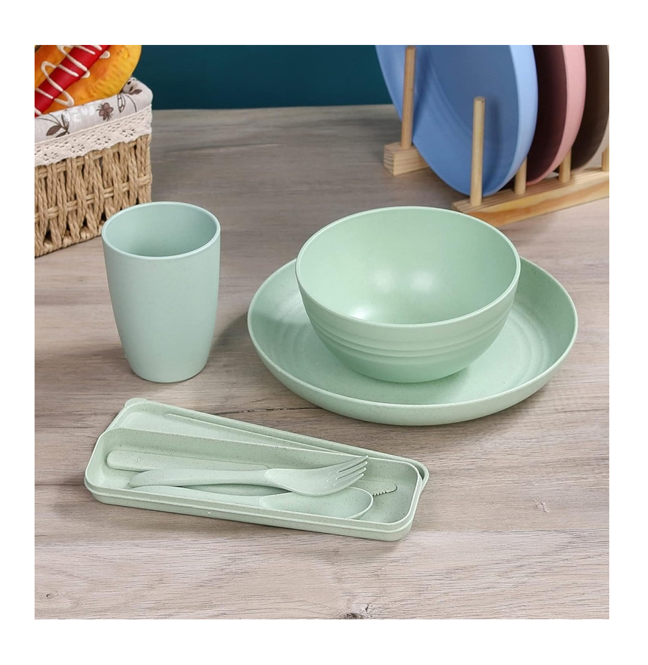 Vajilla Moderna Juego Cocina Paja Trigo Plato Tazas Kit 28pz