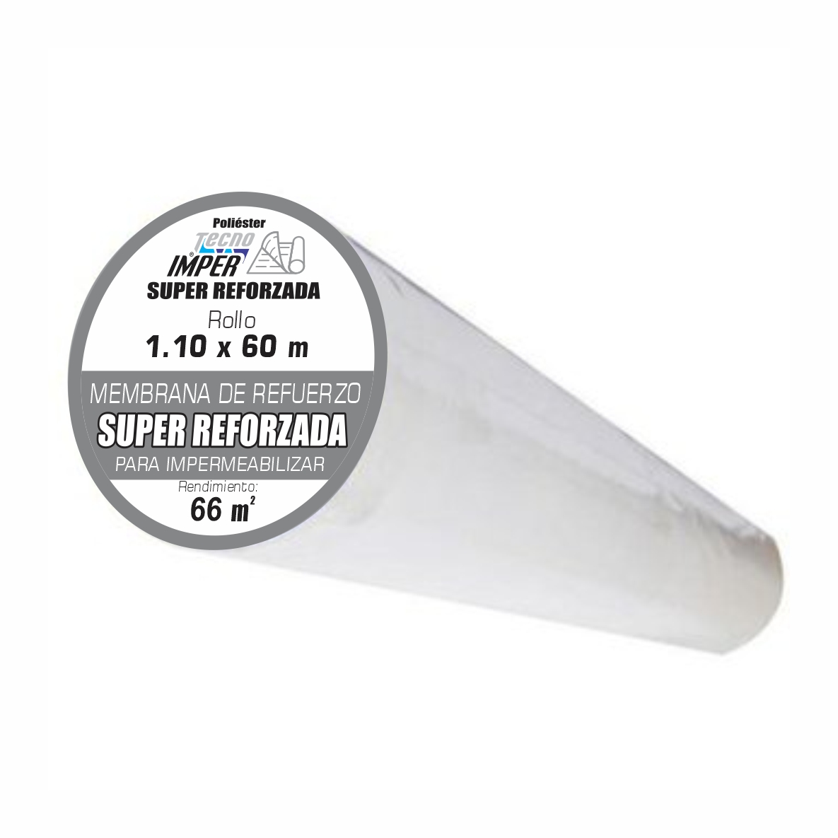 Membrana para impermeabilizar Super Reforzada TecnoImper, Rollo de 1.10 m x 60 mts, para uso con impermeabilizante Acrílico y Asfáltico, rinde 66 m2