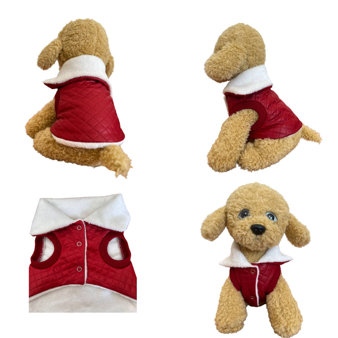 Chaleco Rojo Afelpado Perros Y Gatos Mascotas Pequeñas