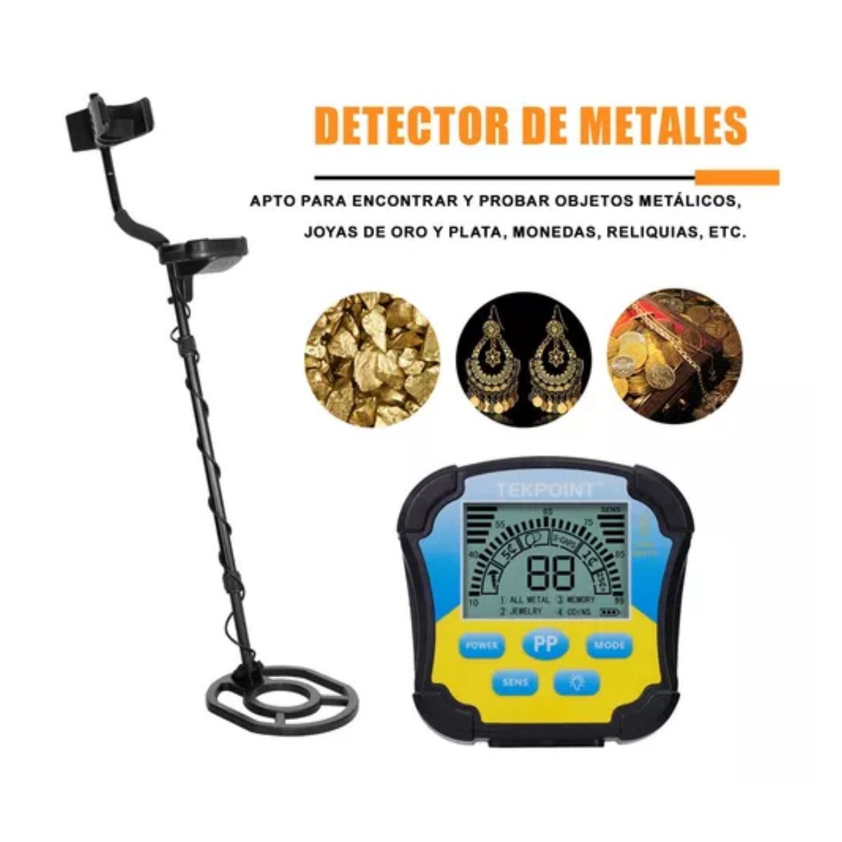 Detector De Metales Subterraneos Con Auricular Encuentra Oro Azul
