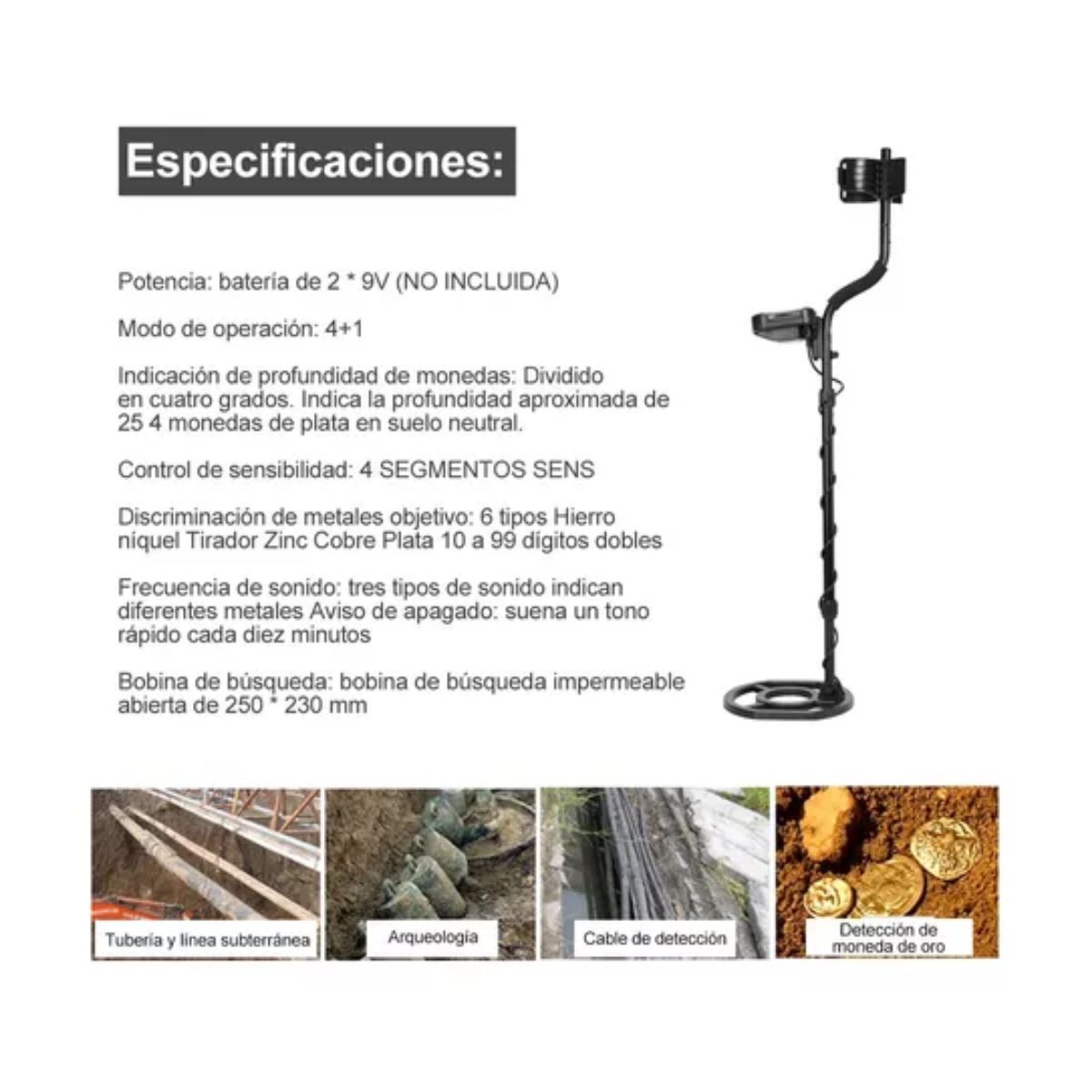 Detector De Metales Subterraneos Con Auricular Encuentra Oro Azul