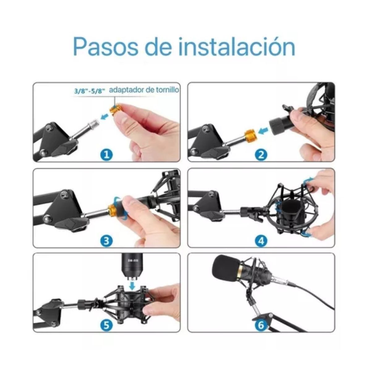 Soporte De Brazo Para Micrófono Con Brazo Ajustable Negro