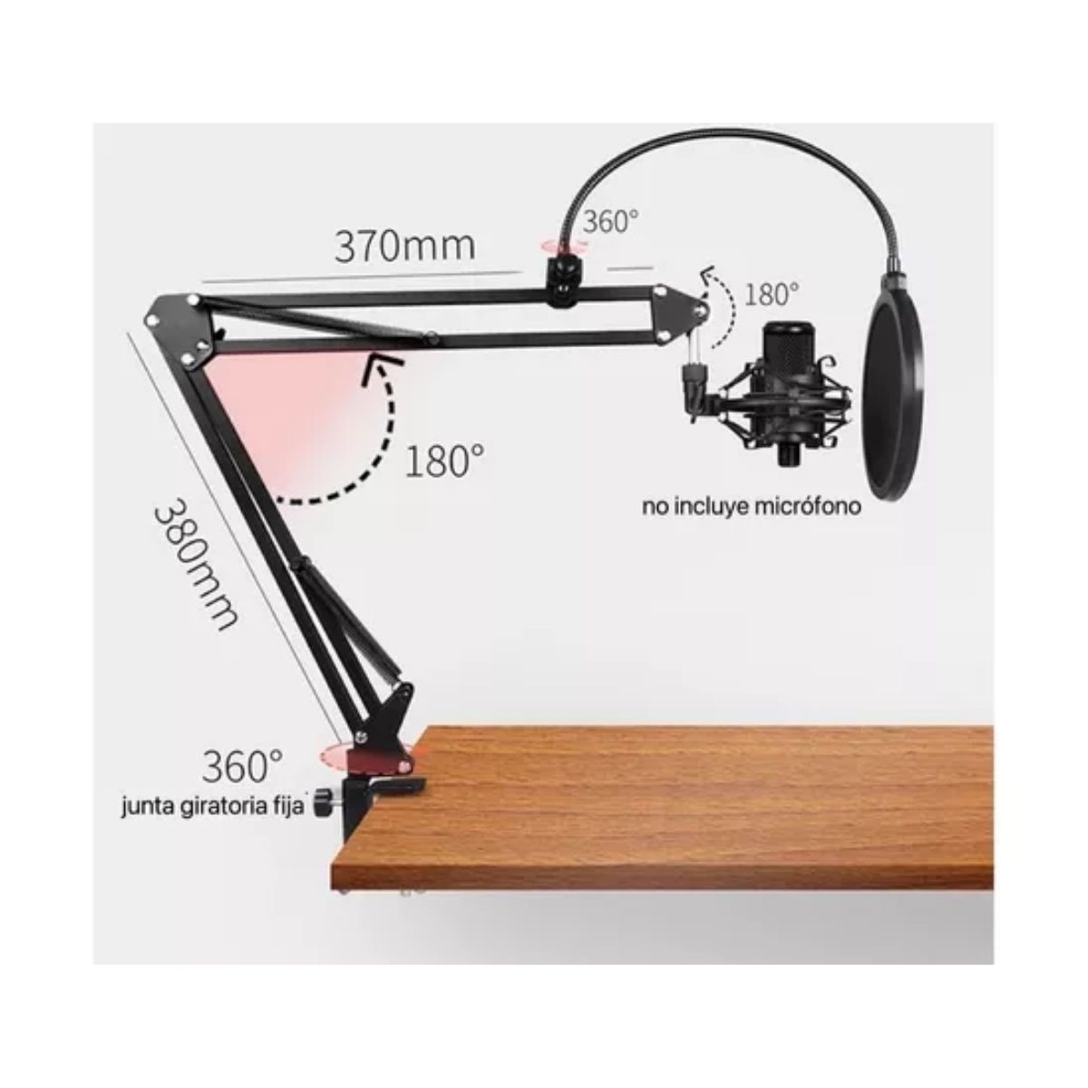 Soporte De Brazo Para Micrófono Con Brazo Ajustable Negro