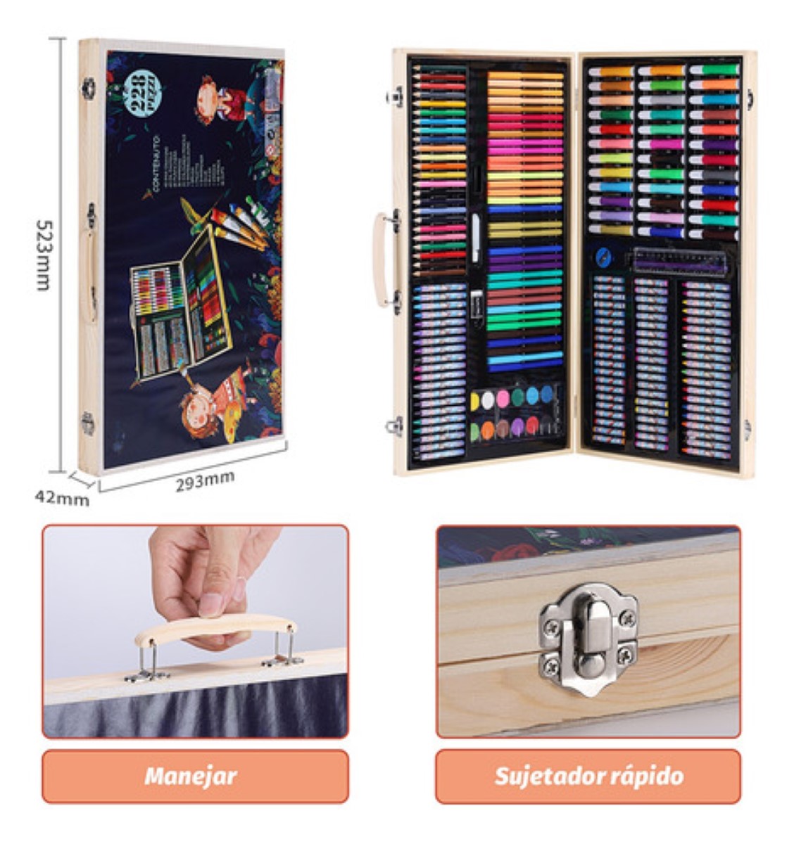 Colores Lápices Kit Dibujo 228 pcs, Set De Arte Profesional