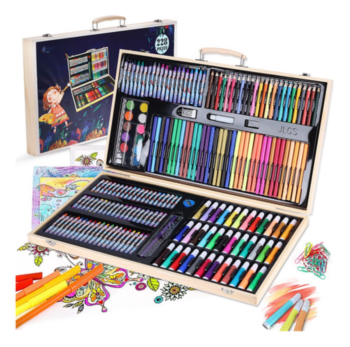 Colores Lápices Kit Dibujo 228 pcs, Set De Arte Profesional