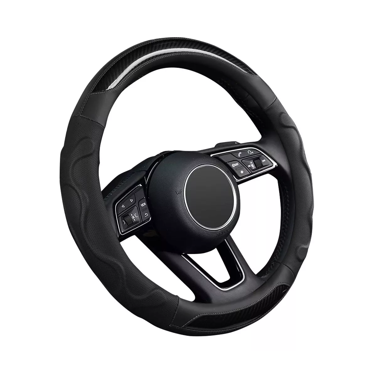 Funda De Volante De Coche Clásica De Fibra De Carbono, 38 Cm