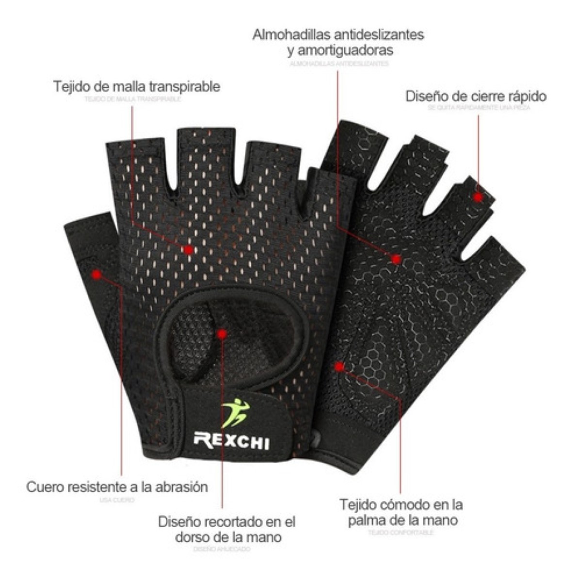 Guantes Gym Tacticos Pesas Crossfit Gimnasio Unixes Talla M, Color Negro