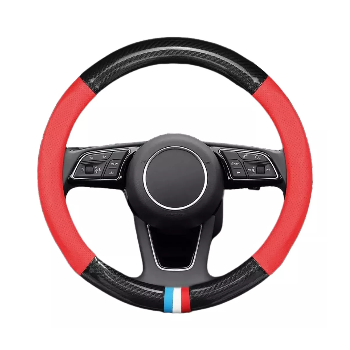 Funda Cubre Volante Antideslizante Fibra Carbono Sport Rojo