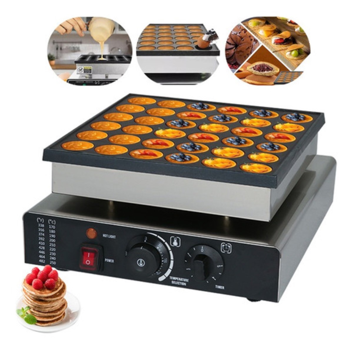 Maquina Eléctrica Industrial Comercial Hotcakes 36pz 1100w PLATA