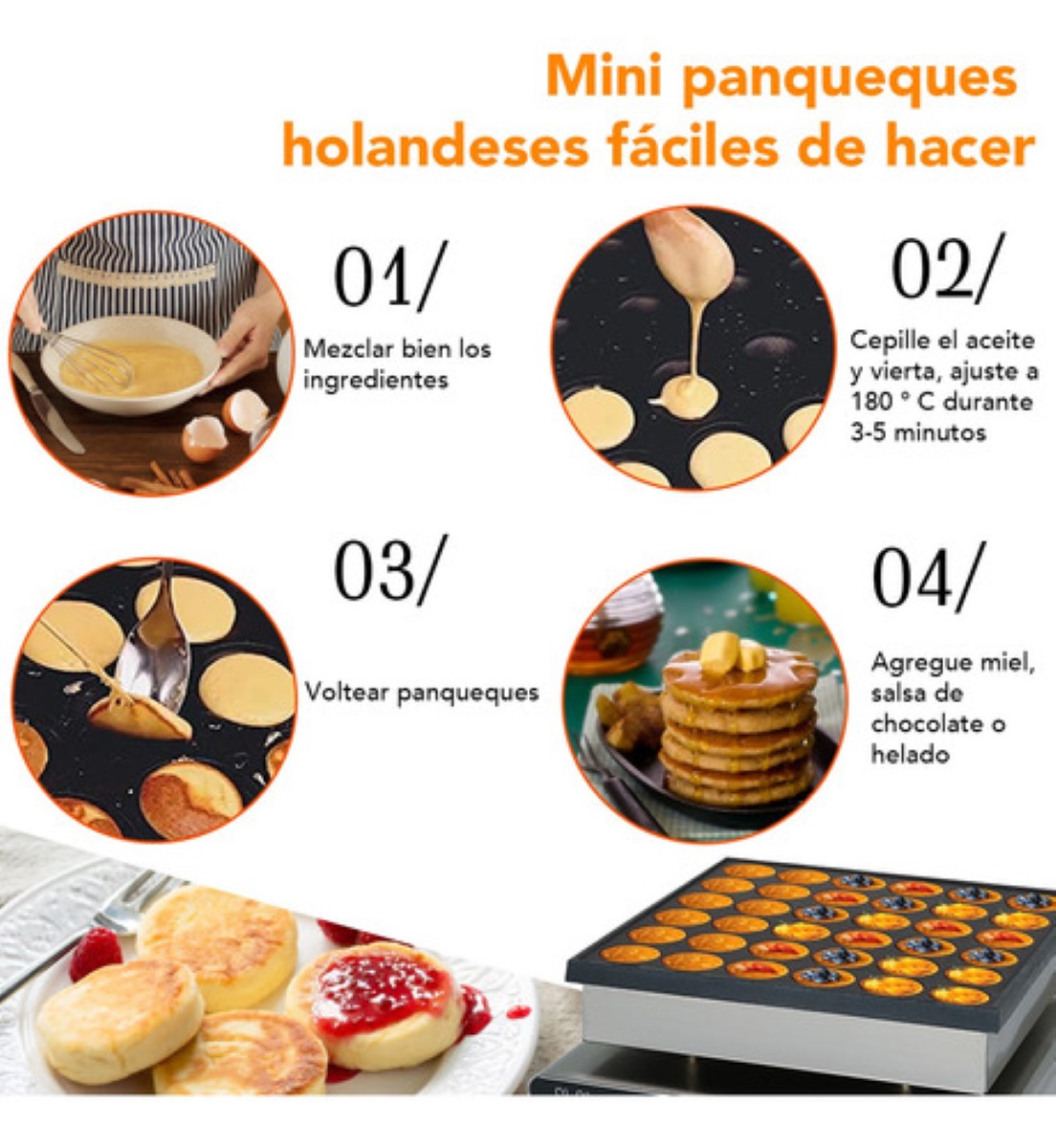 Maquina Eléctrica Industrial Comercial Hotcakes 36pz 1100w PLATA