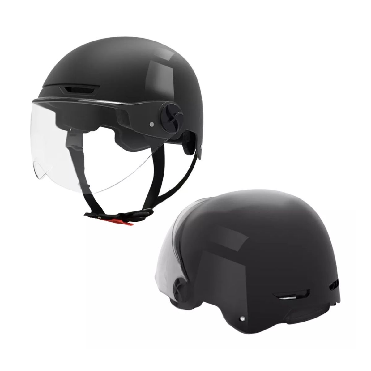 Set Casco Abierto Abatible Motociclista Uso Rudo Gafas Humo Negro/Transparente.