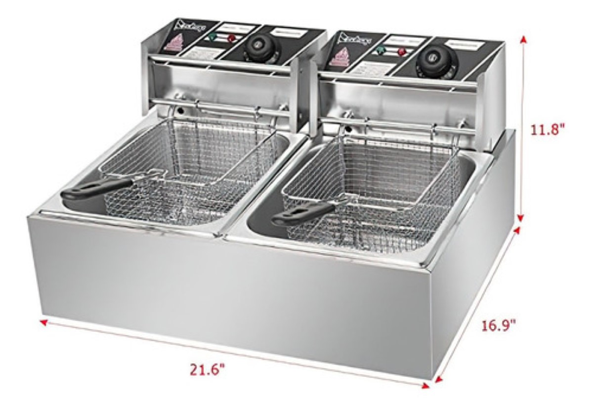 Eléctrica Freidora, Freidora Eléctrica De Doble Cilindro 12l PLATA.