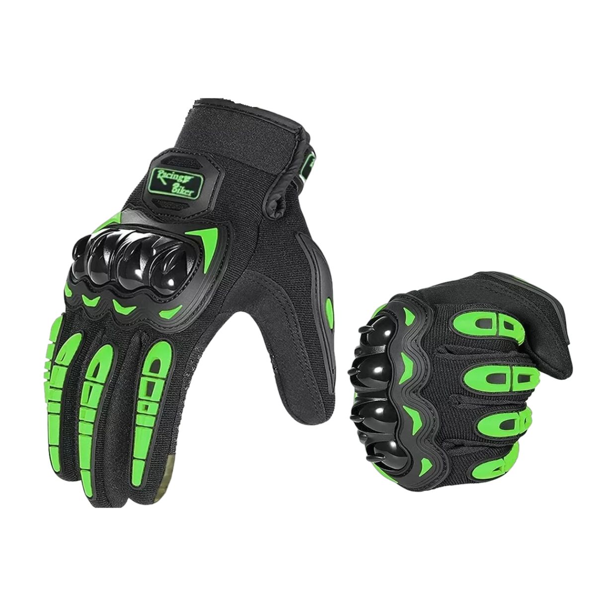 Guantes Protección Para Moto Pantalla Táctil Antideslizante Negro/Verde  talla L