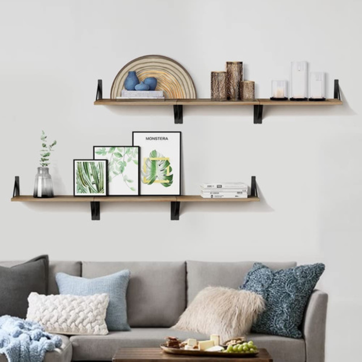 3 Repisas Flotante Madera Minimalista Muebles Hogar Decorar Marrón claro