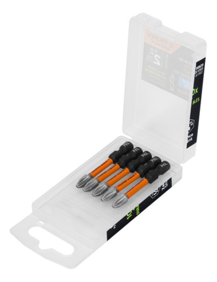 Kit 5 Puntas De Impacto Phillips Ph2 X 2'' Truper Naranja/Negro