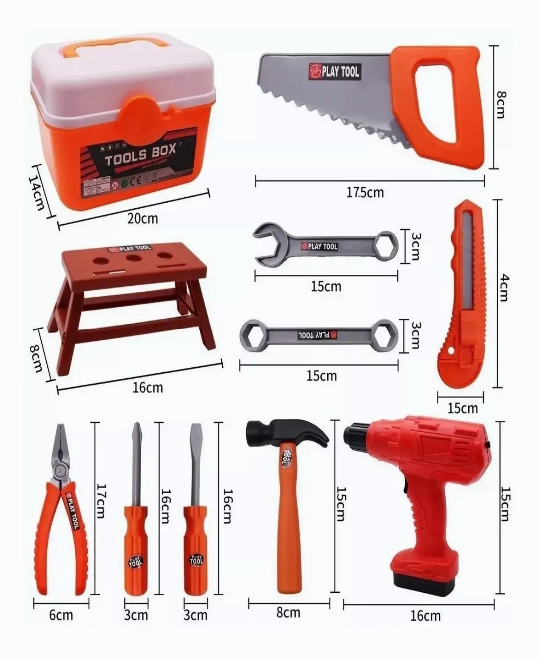 Juguete Herramientas Niño Caja Taladro 37infantil Accesorios