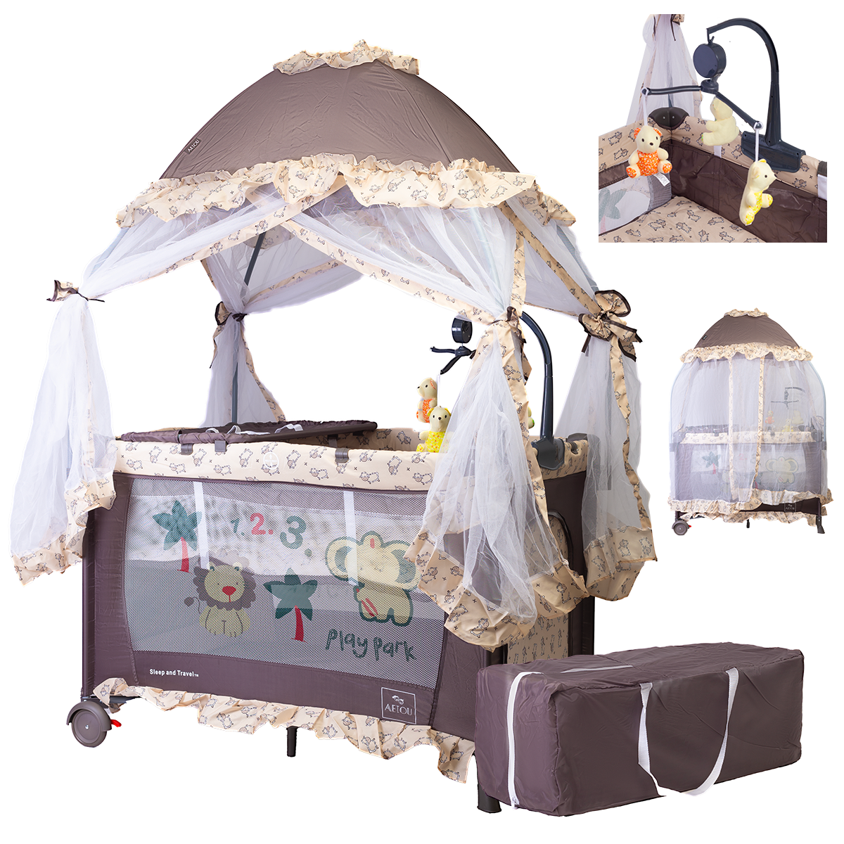 Cuna Corral Aeiou Argentina Toldo Mosquitero Movil Musical Bariloche