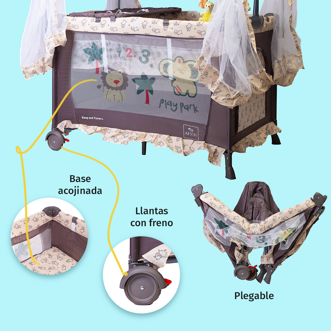 Cuna Corral Aeiou Argentina Toldo Mosquitero Movil Musical Bariloche