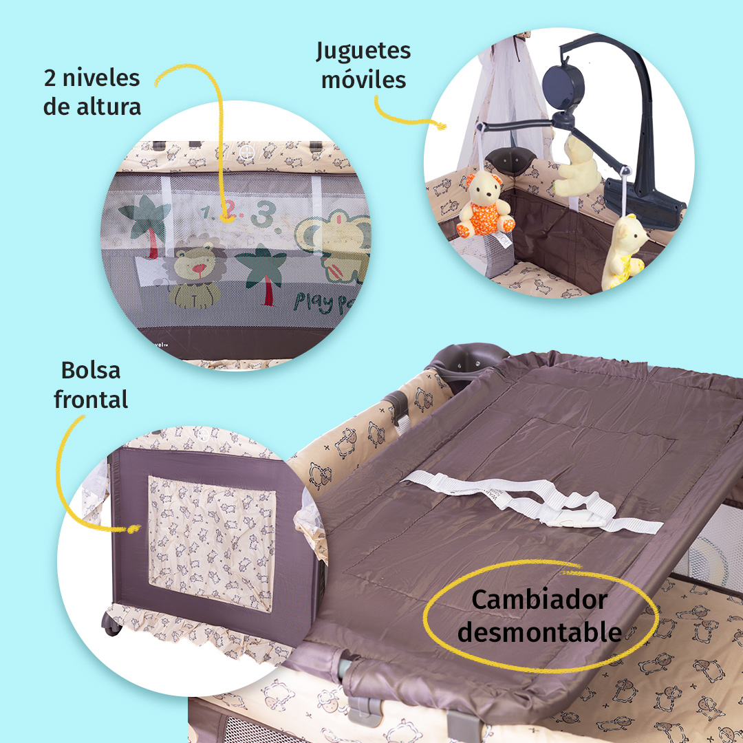 Cuna Corral Aeiou Argentina Toldo Mosquitero Movil Musical Bariloche