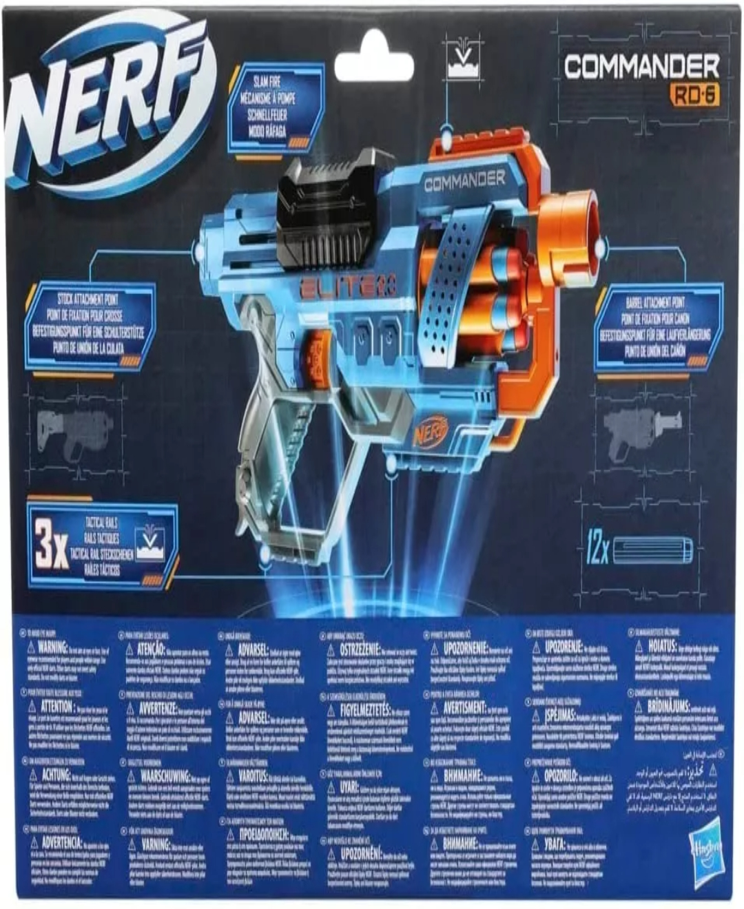 Lanzador Nerf Elite 2.0 Commander Rd 6 Con 12 Dardos 8+
