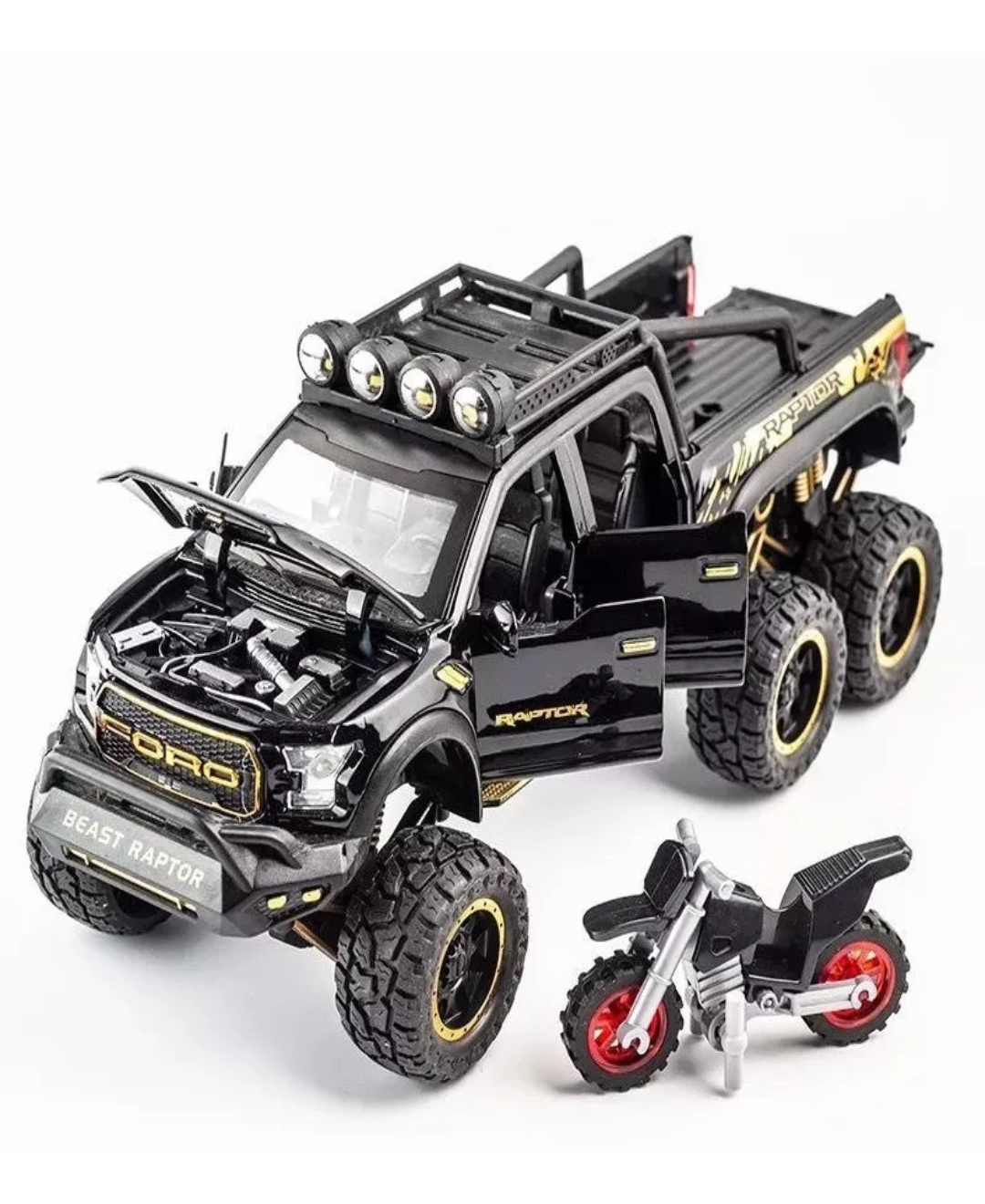 Ford Raptor F150 Tuning Edition Miniatura Metal Autos 1:28 Color Negro