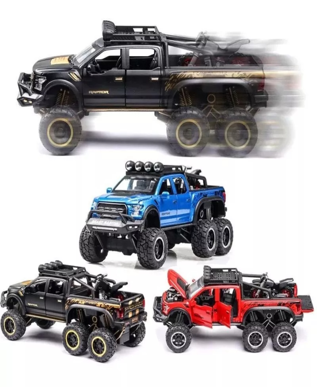 Ford Raptor F150 Tuning Edition Miniatura Metal Autos 1:28 Color Negro
