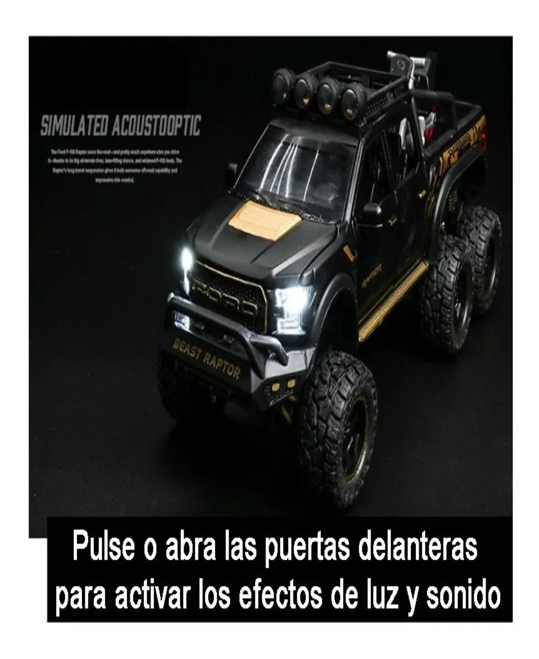 Ford Raptor F150 Tuning Edition Miniatura Metal Autos 1:28 Color Negro