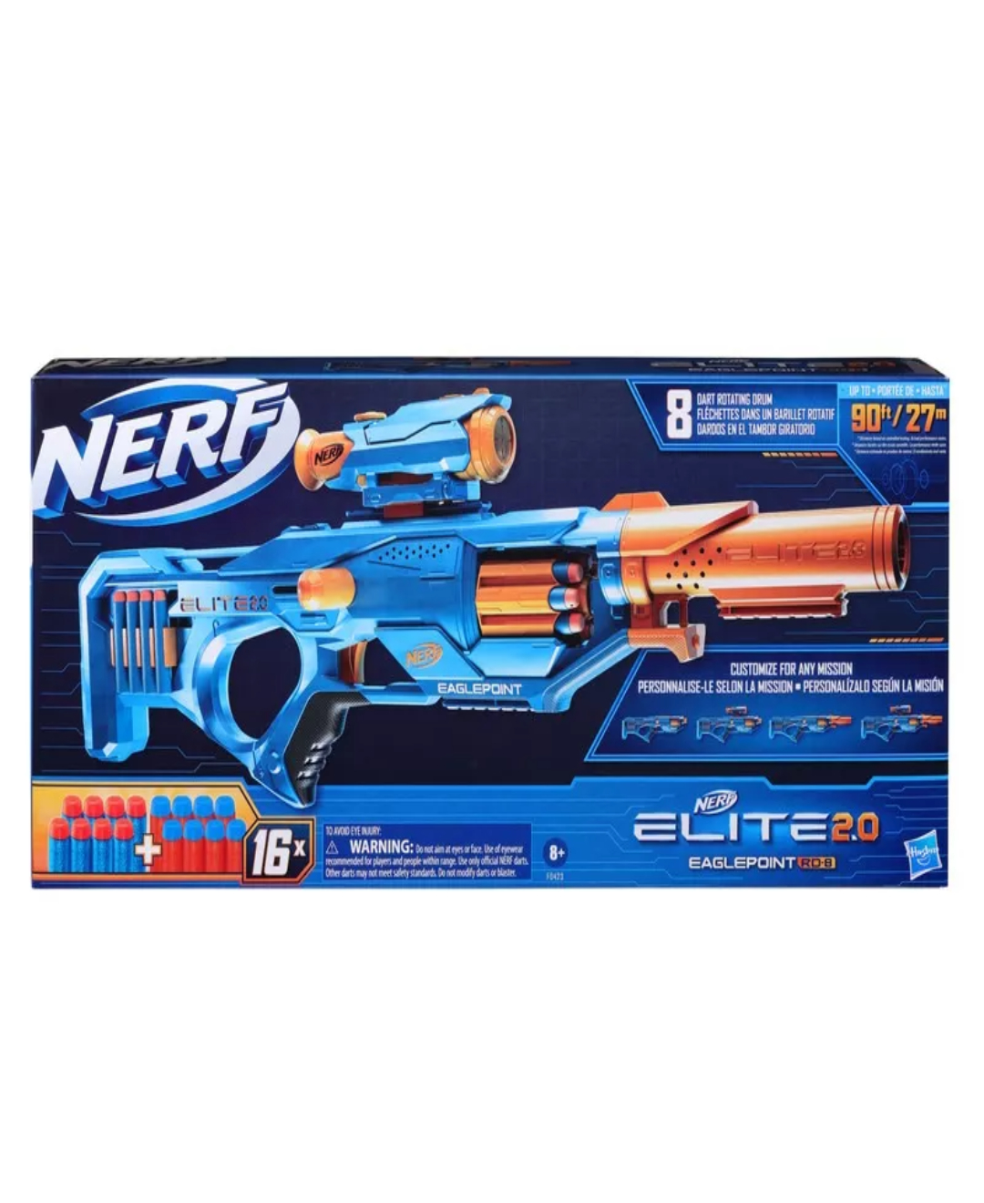 Lanzador Nerf Elite 2.0 Eaglepoint Rd-8 Con 16 Dardos 8+.